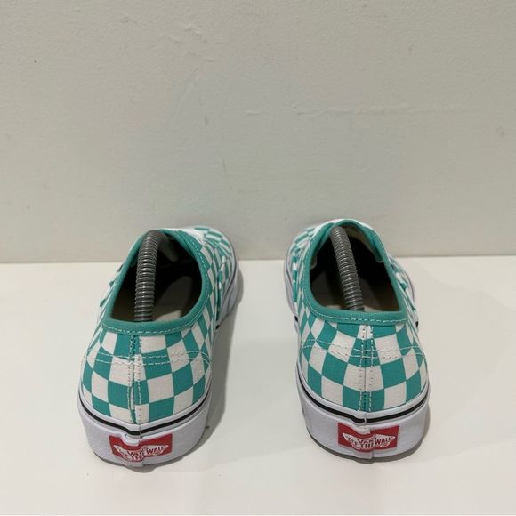 Vans Teal and White Checkered Sneakers - Picture 4 of 8